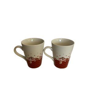 Starbucks Christmas Holiday Village Scene 11oz Set of 2 Mugs Cups Red White